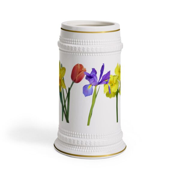 Ceramic Beer Stein Mug with Floral Design, 22 oz (650 ml)